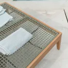 Leżanka ogrodowa z drewna tekowego, aluminium, liny i poduszek - Jacub Viadurini