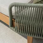 Leżanka ogrodowa z drewna tekowego, aluminium, liny i poduszek - Jacub Viadurini