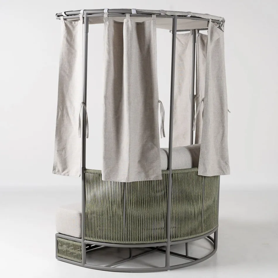 Teak, aluminium, leżanka ogrodowa ROPE+ z poduszkami - Arcangelo Viadurini