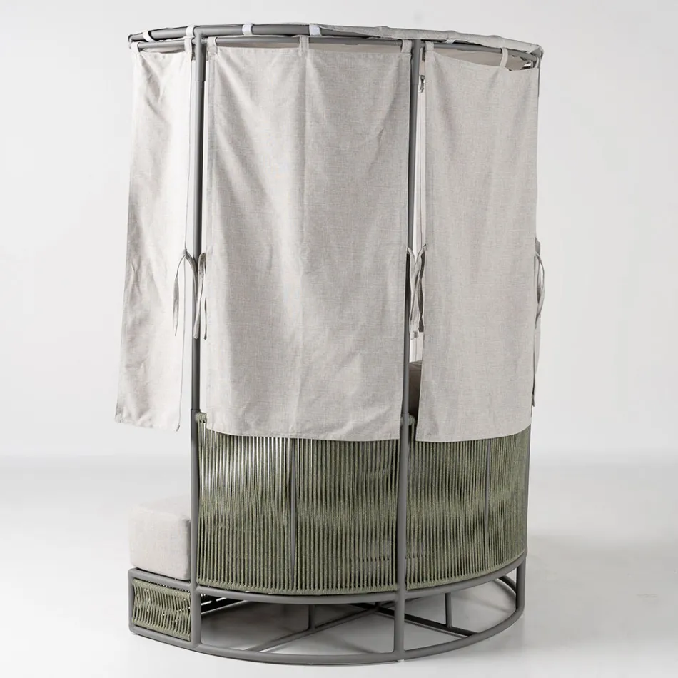 Teak, aluminium, leżanka ogrodowa ROPE+ z poduszkami - Arcangelo Viadurini