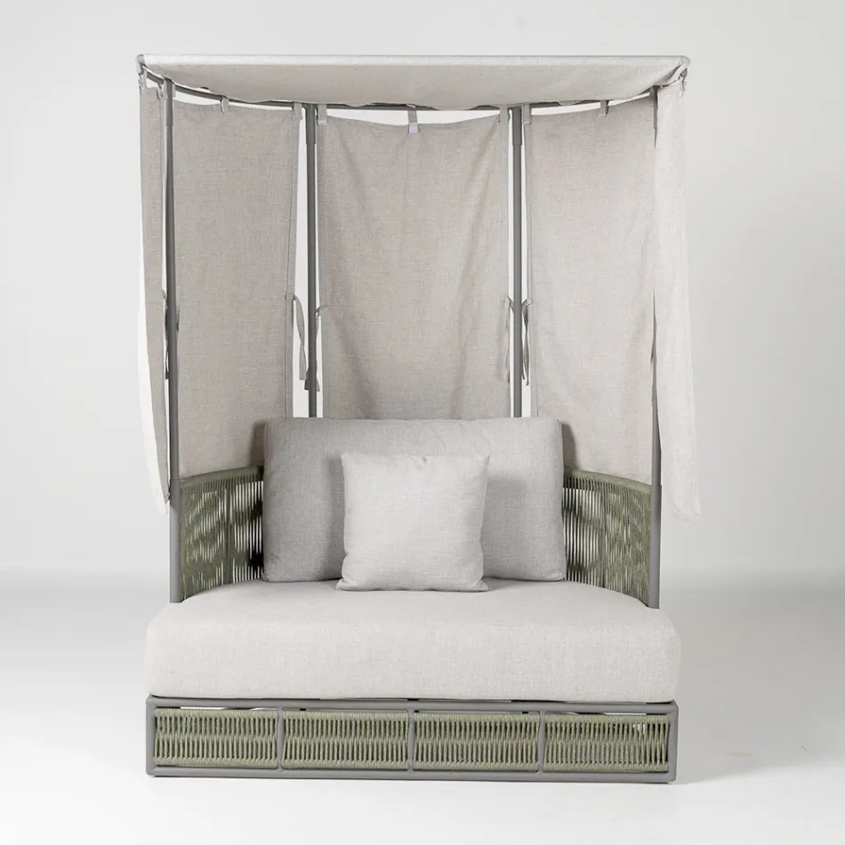 Teak, aluminium, leżanka ogrodowa ROPE+ z poduszkami - Arcangelo Viadurini