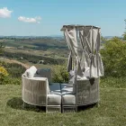 Teak, aluminium, leżanka ogrodowa ROPE+ z poduszkami - Arcangelo Viadurini