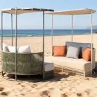 Teak, aluminium, leżanka ogrodowa ROPE+ z poduszkami - Arcangelo Viadurini