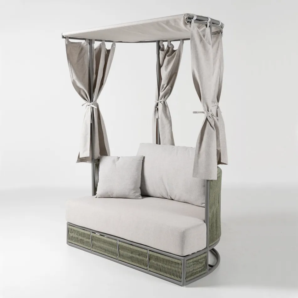 Teak, aluminium, leżanka ogrodowa ROPE+ z poduszkami - Arcangelo Viadurini