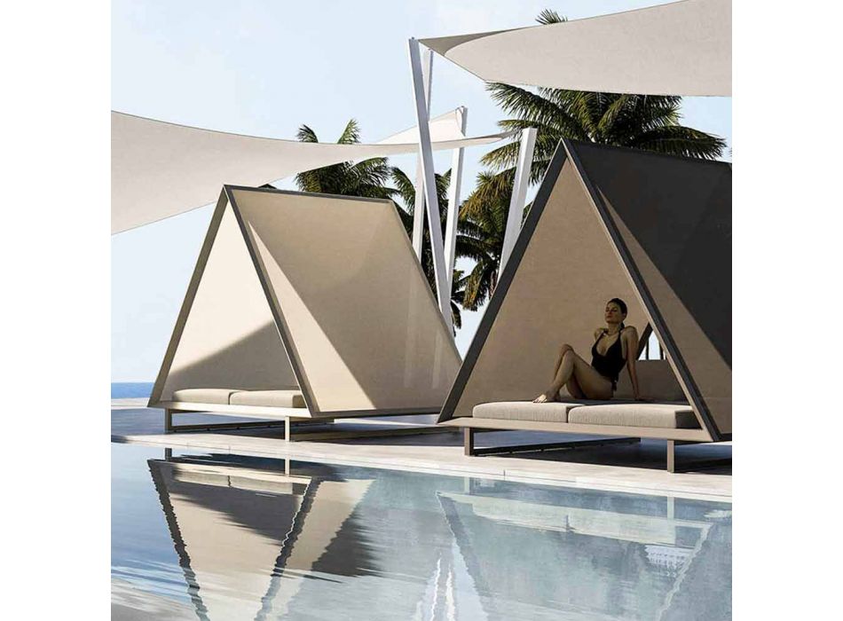 Zewnętrzne łóżko dzienne z aluminium i luksusowej tkaniny designerskiej - Frame Vineyard firmy Vondom Viadurini
