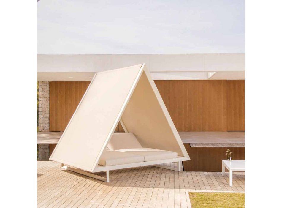 Zewnętrzne łóżko dzienne z aluminium i luksusowej tkaniny designerskiej - Frame Vineyard firmy Vondom Viadurini