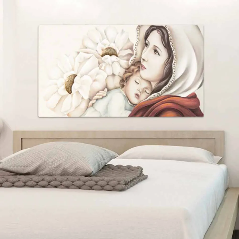 nowoczesna matka z dzieckiem w malowania dekoracji Złoty liść Scott Viadurini