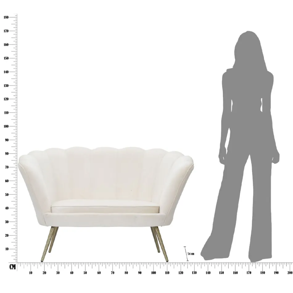 Nowoczesna sofa 2 osobowa z aksamitu ze złotymi żelaznymi stopami - Annina Viadurini