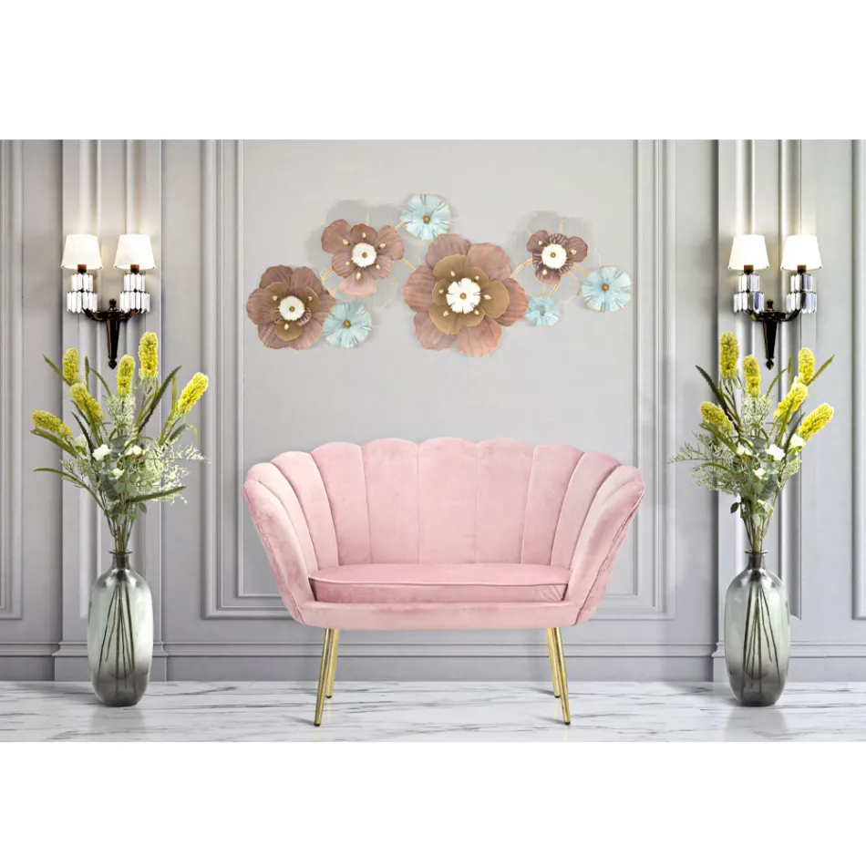 Nowoczesna sofa 2 osobowa z aksamitu ze złotymi żelaznymi stopami - Annina Viadurini