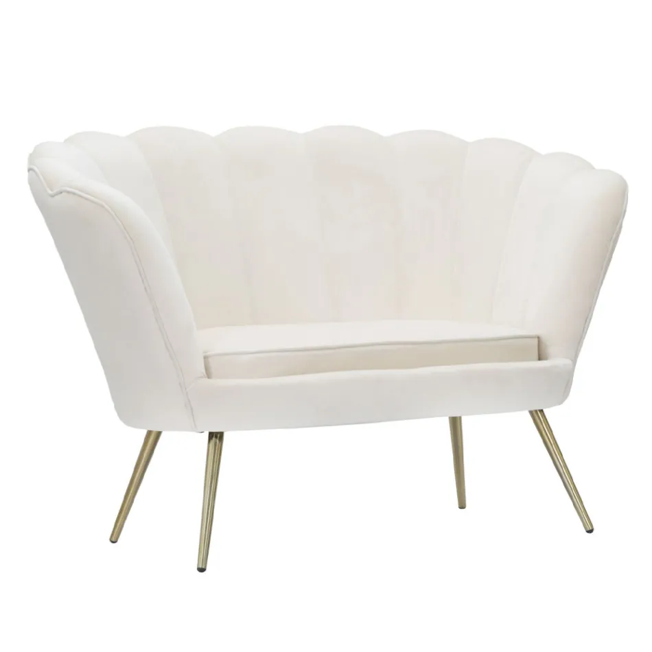 Nowoczesna sofa 2 osobowa z aksamitu ze złotymi żelaznymi stopami - Annina Viadurini