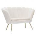 Nowoczesna sofa 2 osobowa z aksamitu ze złotymi żelaznymi stopami - Annina