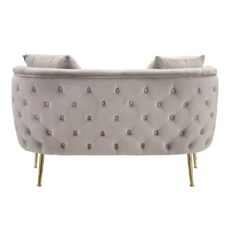 Sofa 2 osobowa tapicerowana aksamitem z żelaznymi nóżkami - Annetta Viadurini