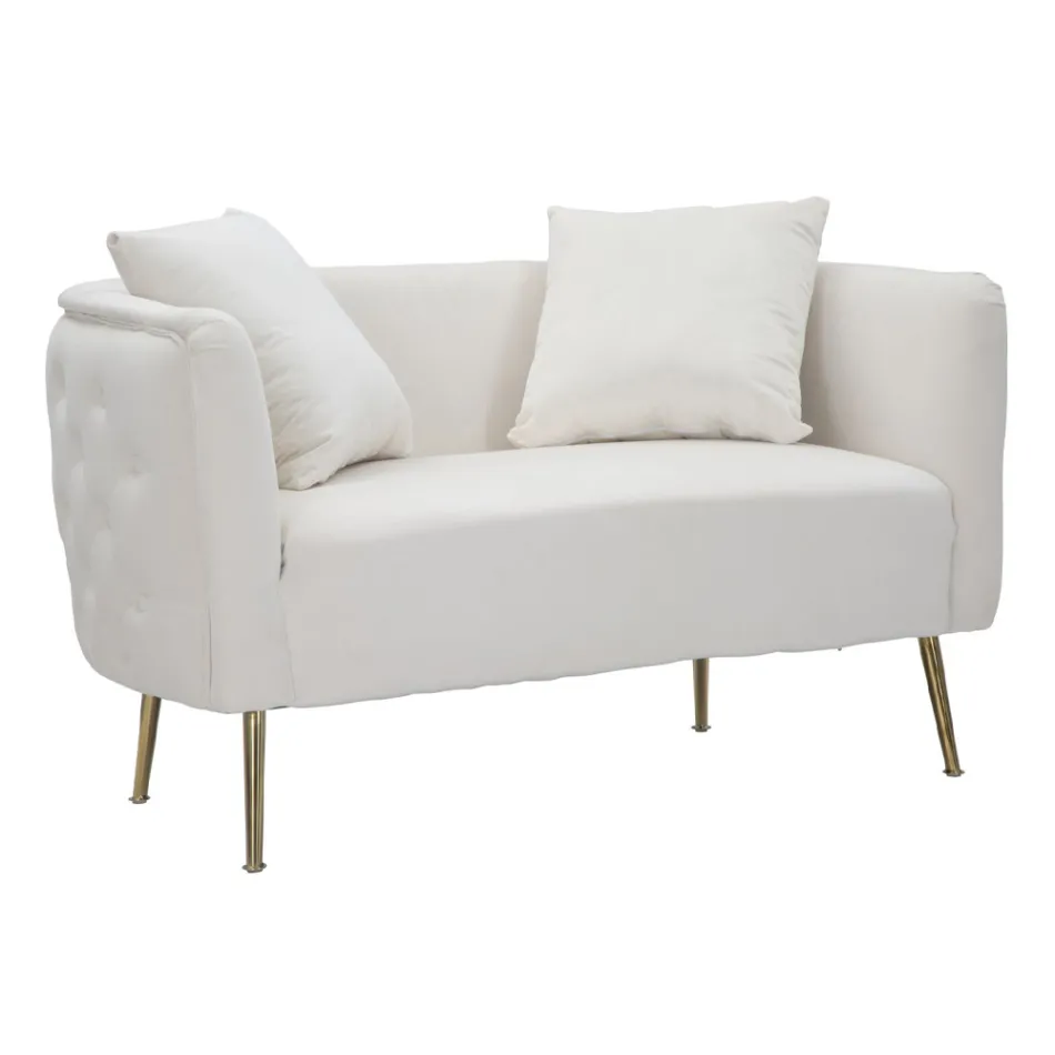 Sofa 2 osobowa tapicerowana aksamitem z żelaznymi nóżkami - Annetta Viadurini