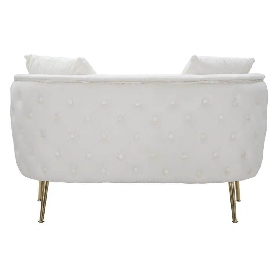 Sofa 2 osobowa tapicerowana aksamitem z żelaznymi nóżkami - Annetta Viadurini