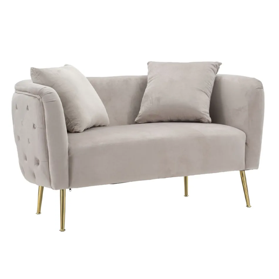 Sofa 2 osobowa tapicerowana aksamitem z żelaznymi nóżkami - Annetta Viadurini