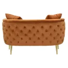 Dwuosobowa sofa z designerskiej konstrukcji z aksamitu, drewna i żelaza - Renita Viadurini