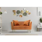 Dwuosobowa sofa z designerskiej konstrukcji z aksamitu, drewna i żelaza - Renita Viadurini