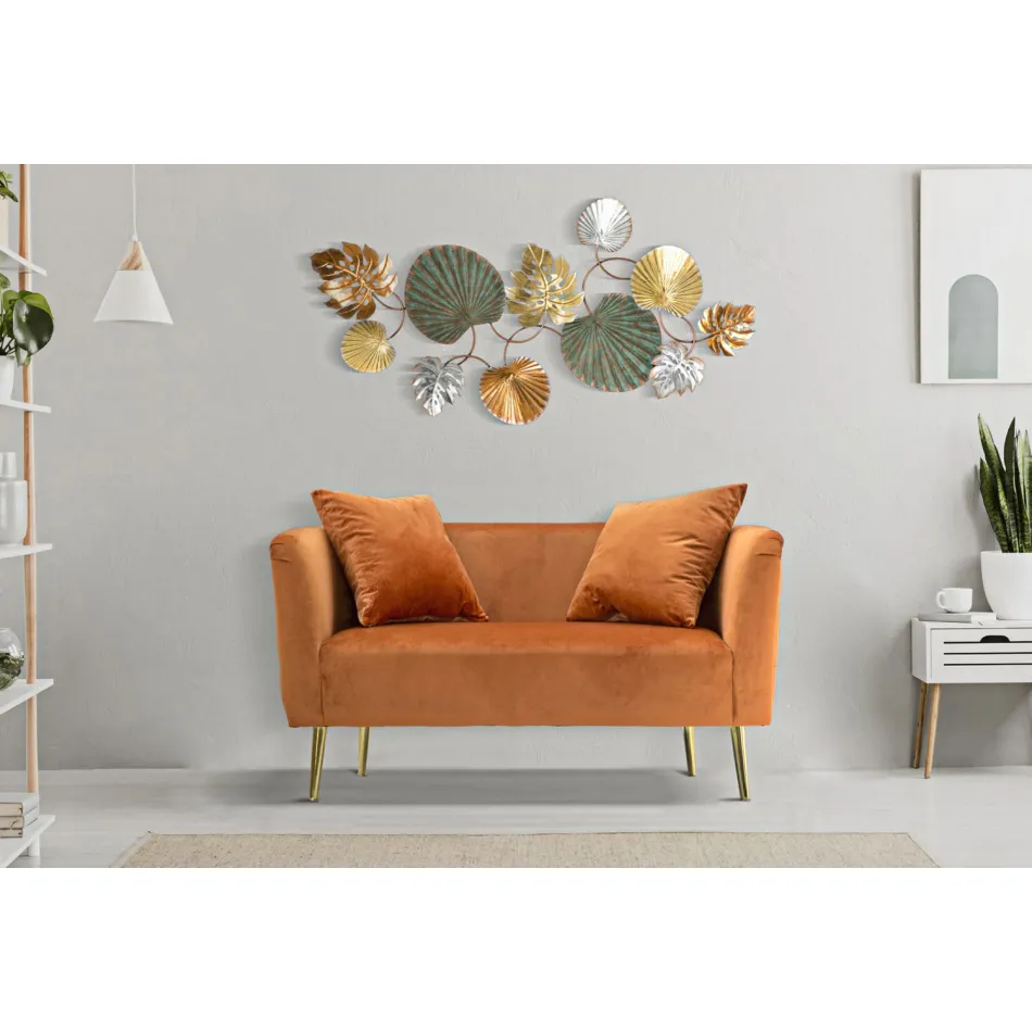 Dwuosobowa sofa z designerskiej konstrukcji z aksamitu, drewna i żelaza - Renita Viadurini