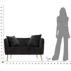 Dwuosobowa sofa z designerskiej konstrukcji z aksamitu, drewna i żelaza - Renita Viadurini