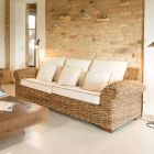 Sofa zewnętrzna 2 lub 3 osobowa w kolorze Abaca z poduszkami - Lagertha Viadurini
