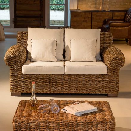 Sofa zewnętrzna 2 lub 3 osobowa w kolorze Abaka z poduszkami - Lagertha Viadurini