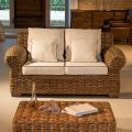 Sofa zewnętrzna 2 lub 3 osobowa w kolorze Abaka z poduszkami - Lagertha