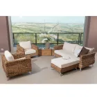 Sofa zewnętrzna 2 lub 3 osobowa w drzewie bananowym z poduszkami - Legolas Viadurini