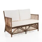 2-osobowa sofa ogrodowa i wewnętrzna z rattanu i poduszkami ze 100% bawełny - Boire Viadurini