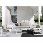 Dwuosobowa sofa zewnętrzna z aluminium z poduszkami z tkaniny - Mirea Viadurini
