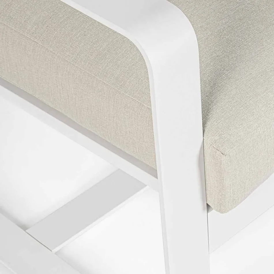 Dwuosobowa sofa zewnętrzna z aluminium z poduszkami z tkaniny - Mirea Viadurini