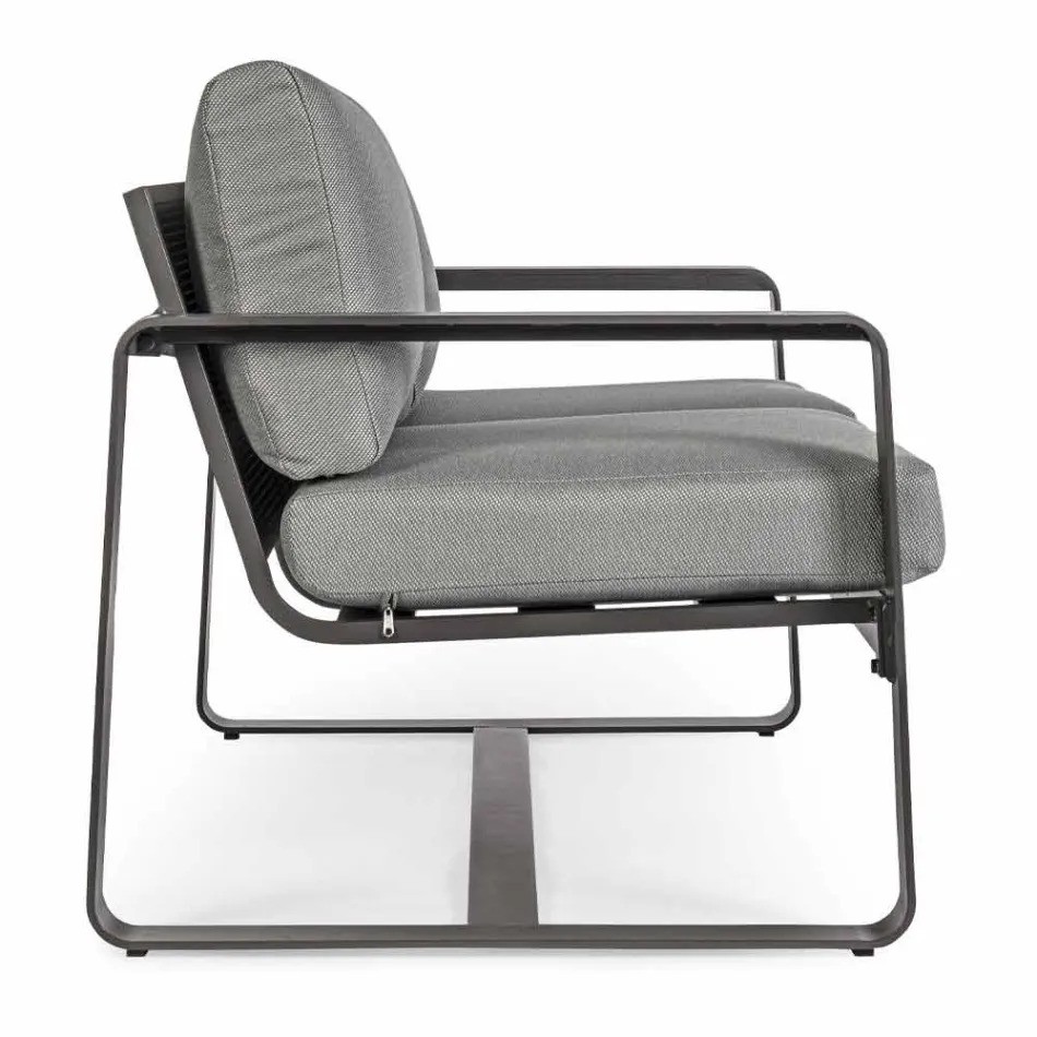 Dwuosobowa sofa zewnętrzna z aluminium z poduszkami z tkaniny - Mirea Viadurini