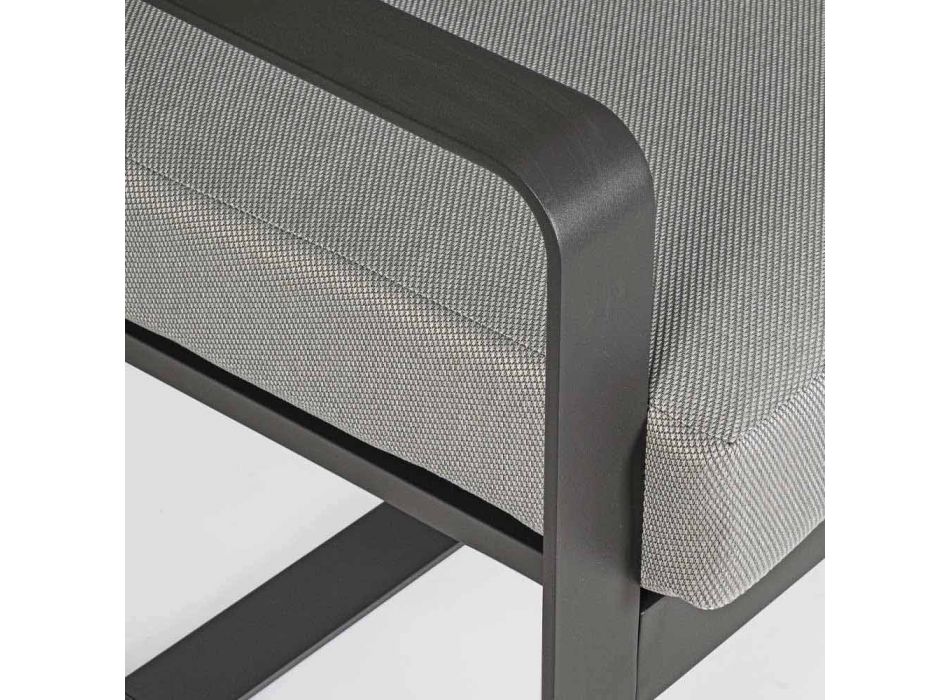Dwuosobowa sofa zewnętrzna z aluminium z poduszkami z tkaniny - Mirea Viadurini