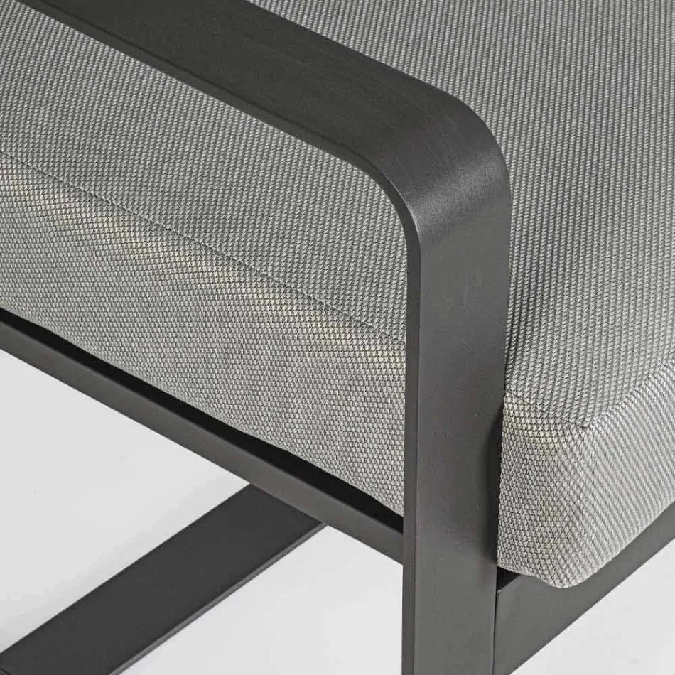 Dwuosobowa sofa zewnętrzna z aluminium z poduszkami z tkaniny - Mirea Viadurini