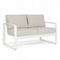 Dwuosobowa sofa zewnętrzna z aluminium z poduszkami z tkaniny - Mirea