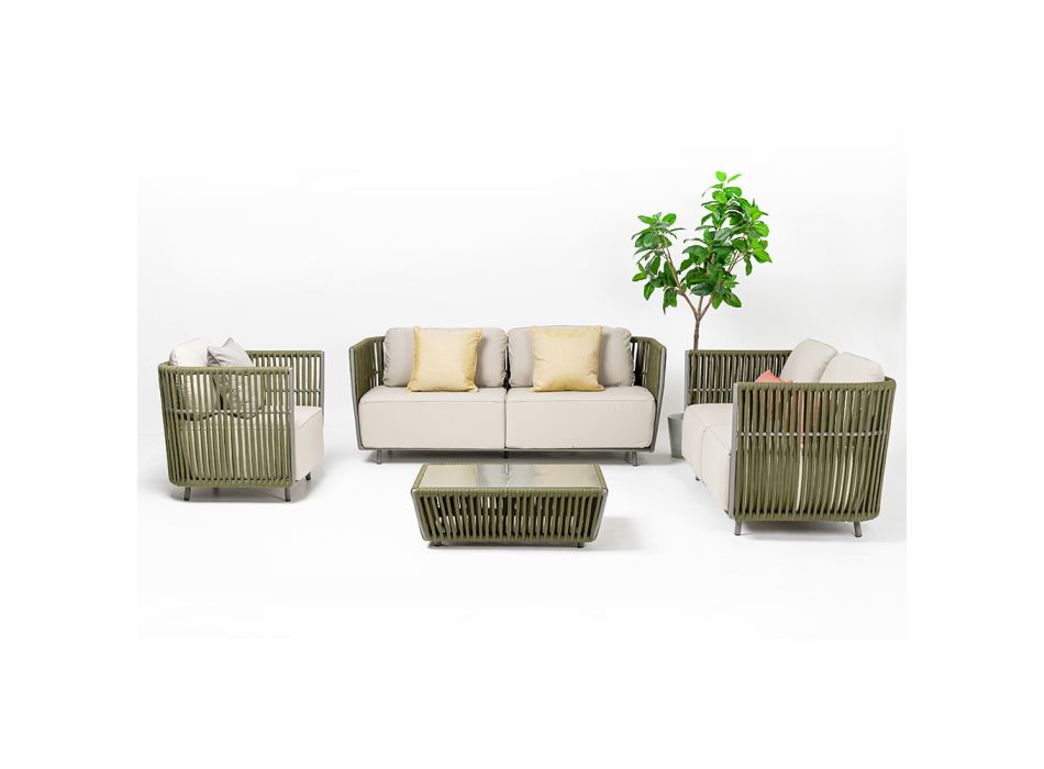 2-osobowa sofa zewnętrzna z aluminium i tkania - Eugene Viadurini