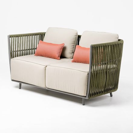 2-osobowa sofa zewnętrzna z aluminium i tkania - Eugene Viadurini