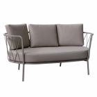 Dwuosobowa sofa zewnętrzna z metalu i tkaniny z poduszkami Made in Italy - Olma Viadurini