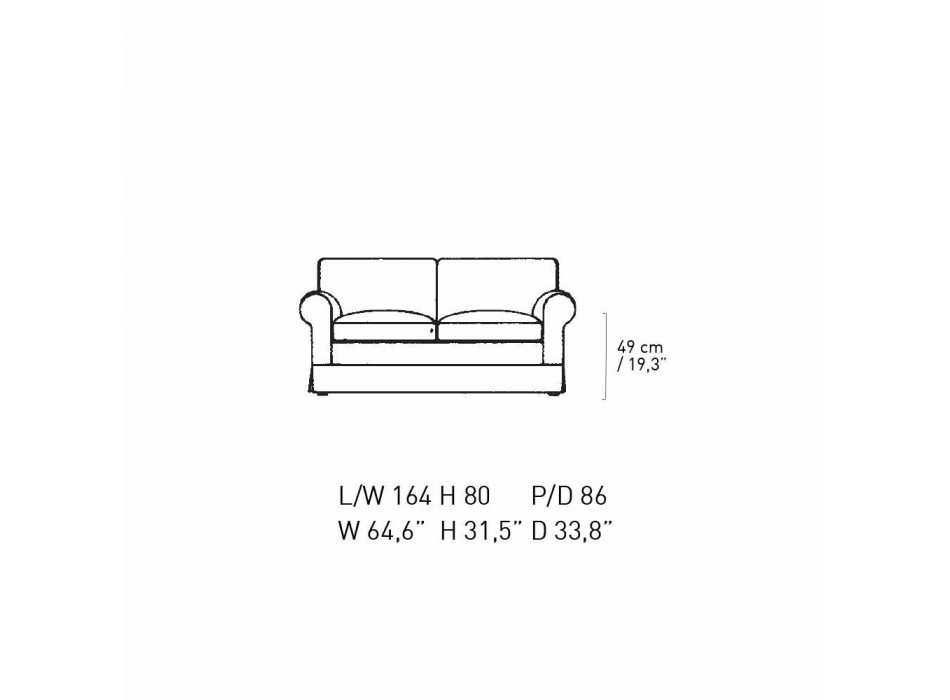 Sofa 2-osobowa tapicerowana i pokryta tkaniną Made in Italy - Andromeda Viadurini