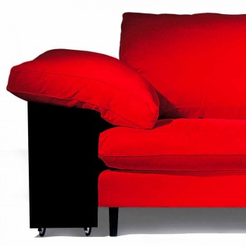 2-osobowa sofa bawełniana z bocznymi kostkami z płyty Mdf Made in Italy - Damaszek