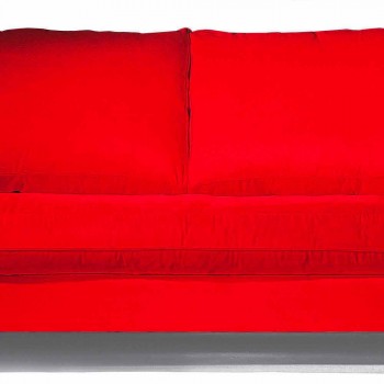 2-osobowa sofa bawełniana z bocznymi kostkami z płyty Mdf Made in Italy - Damaszek