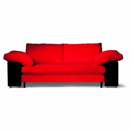 2-osobowa sofa bawełniana z bocznymi kostkami z płyty Mdf Made in Italy - Damaszek Viadurini