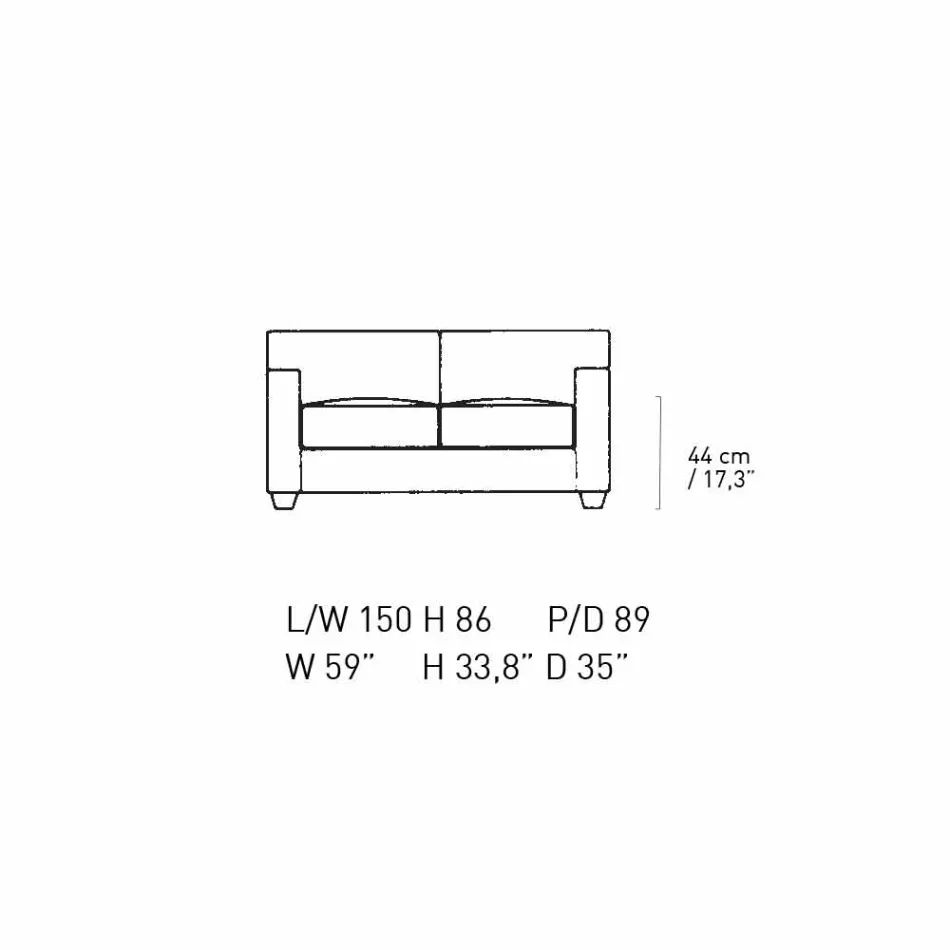 Dwuosobowa skórzana sofa ze stopami z drewna orzechowego Made in Italy - Alessandria Viadurini