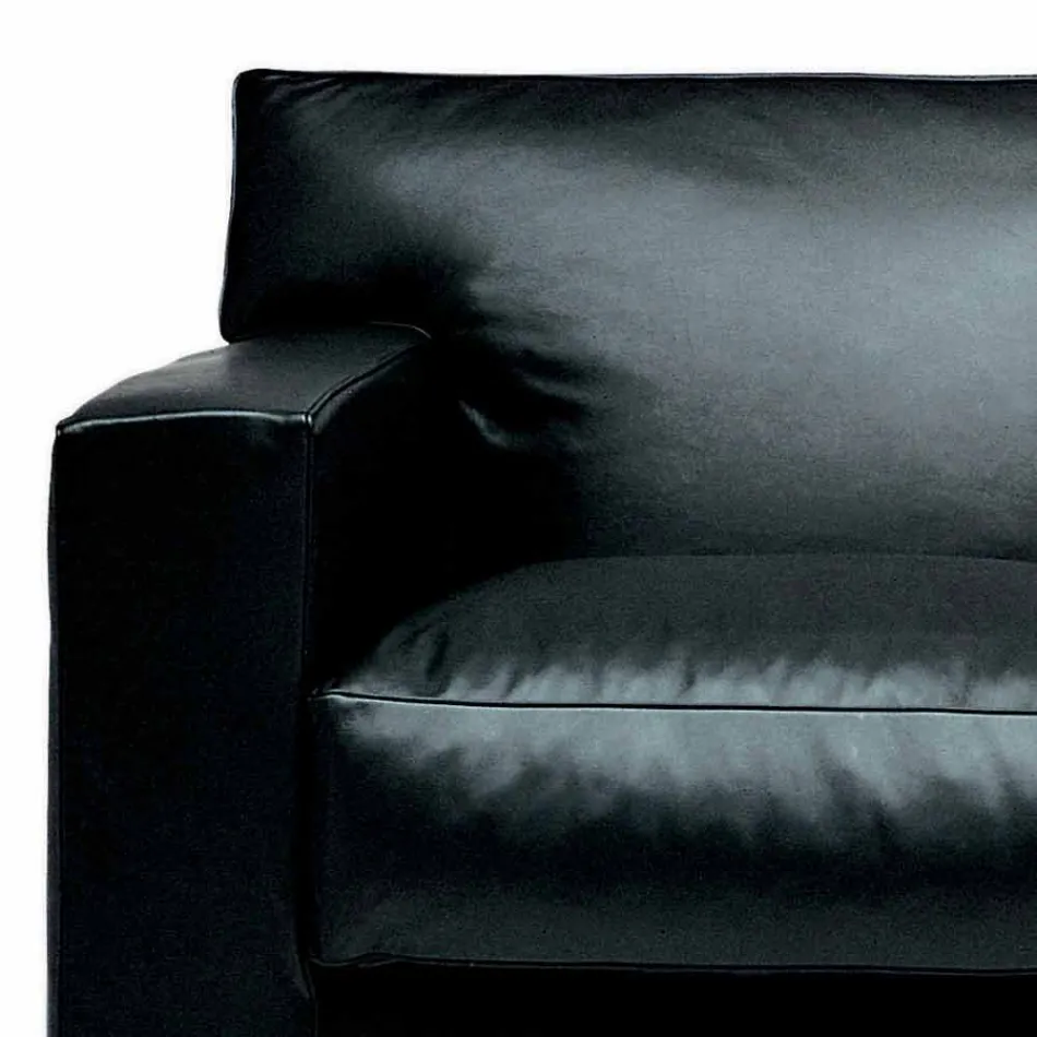 Dwuosobowa skórzana sofa ze stopami z drewna orzechowego Made in Italy - Alessandria Viadurini