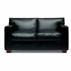 Dwuosobowa skórzana sofa ze stopami z drewna orzechowego Made in Italy - Alessandria Viadurini