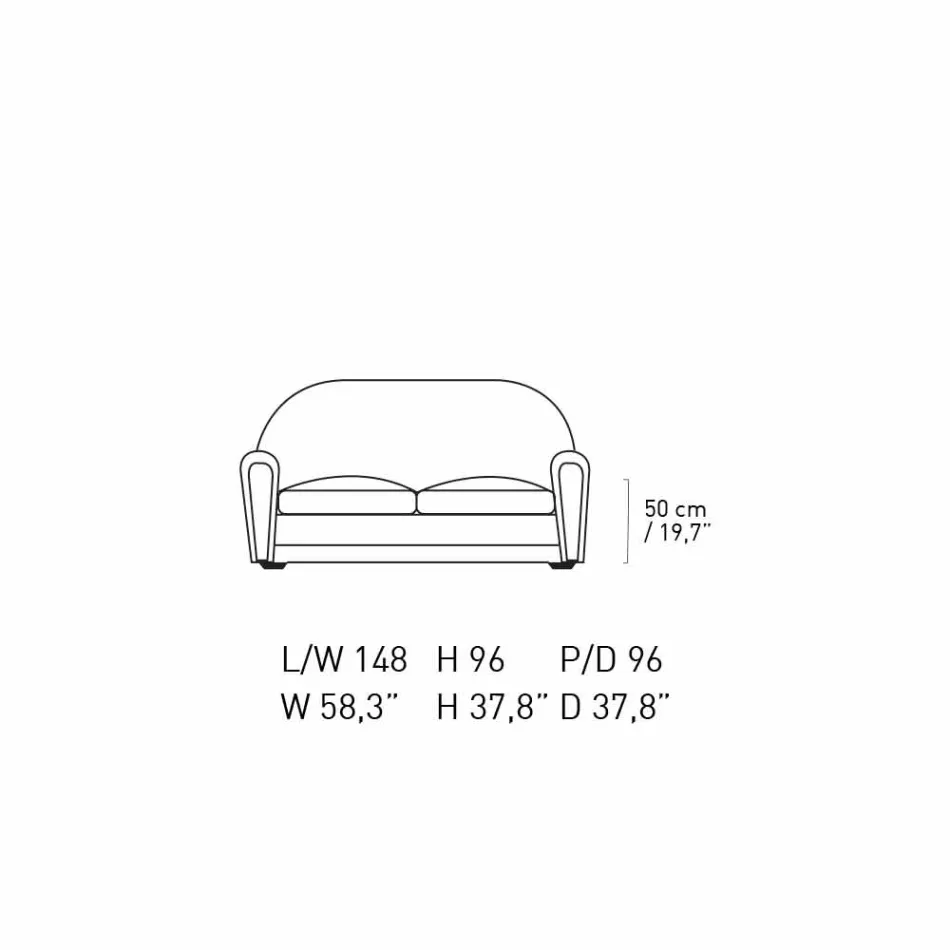Sofa 2-osobowa pokryta skórą z lakierowanymi stopami Made in Italy - Pegolo Viadurini