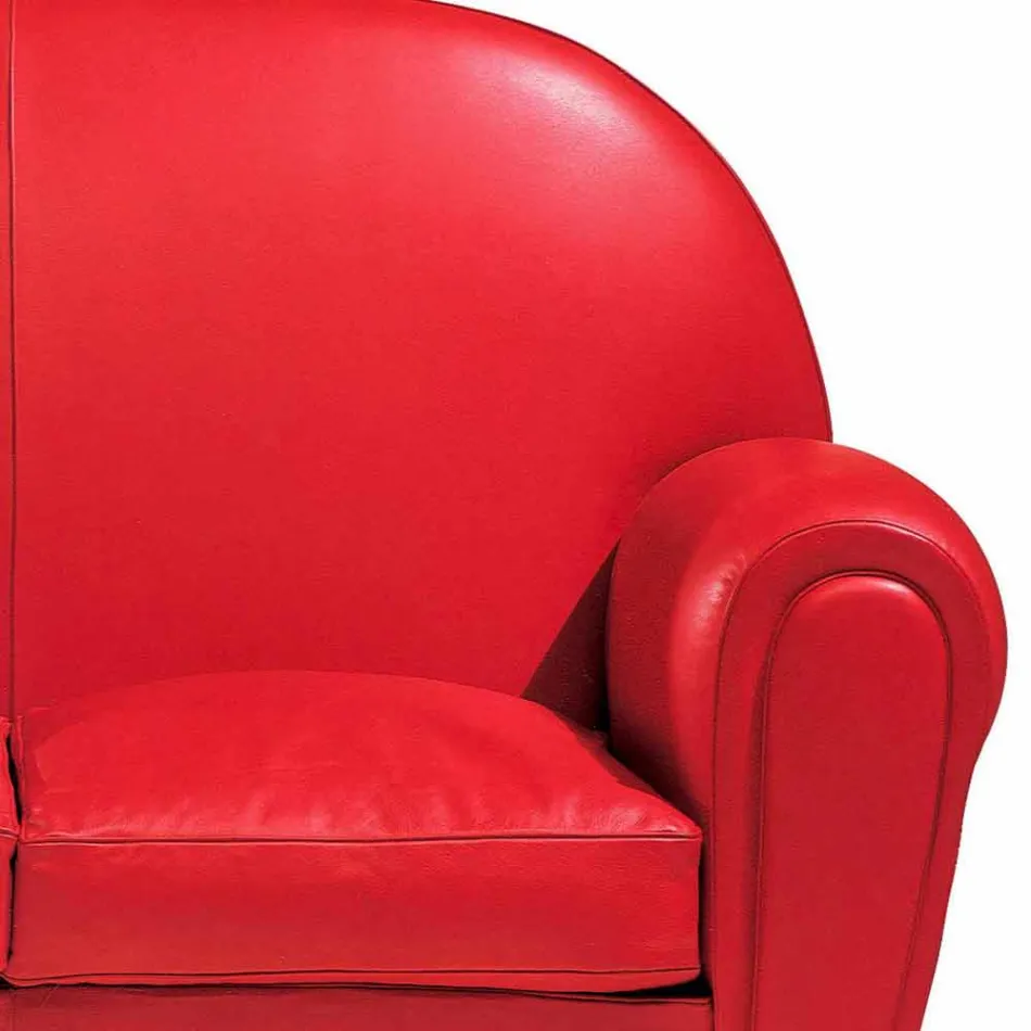 Sofa 2-osobowa pokryta skórą z lakierowanymi stopami Made in Italy - Pegolo Viadurini