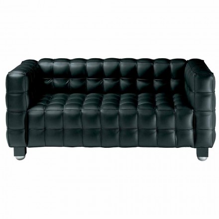 Sofa 2-osobowa tapicerowana skórą z efektem pikowania Made in Italy - Vesuvio Viadurini