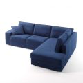 Sofa 3-osobowa z półwyspem w białej lub niebieskiej tkaninie Made in Italy - Alzacja