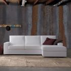 Sofa 3-osobowa z półwyspem w białej lub niebieskiej tkaninie Made in Italy - Alzacja Viadurini