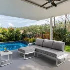 Sofa 3-osobowa z pufą ogrodową, dostarczana z 2 pokrowcami - Partir Viadurini